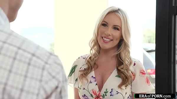 Blonde asks her friends husband to fuck her ass.The big tits milf bends over as she masturbates and he bangs her.She sucks his dick and is anal fucked